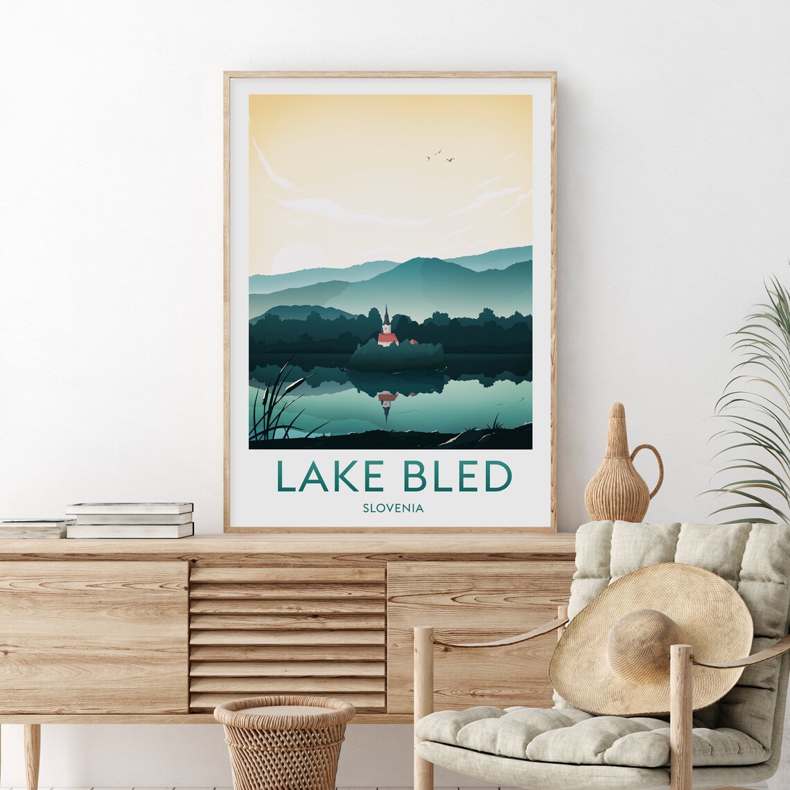 Lake Bled Slovenia Island Church Reflection at Dawn Travel Poster - Image 2