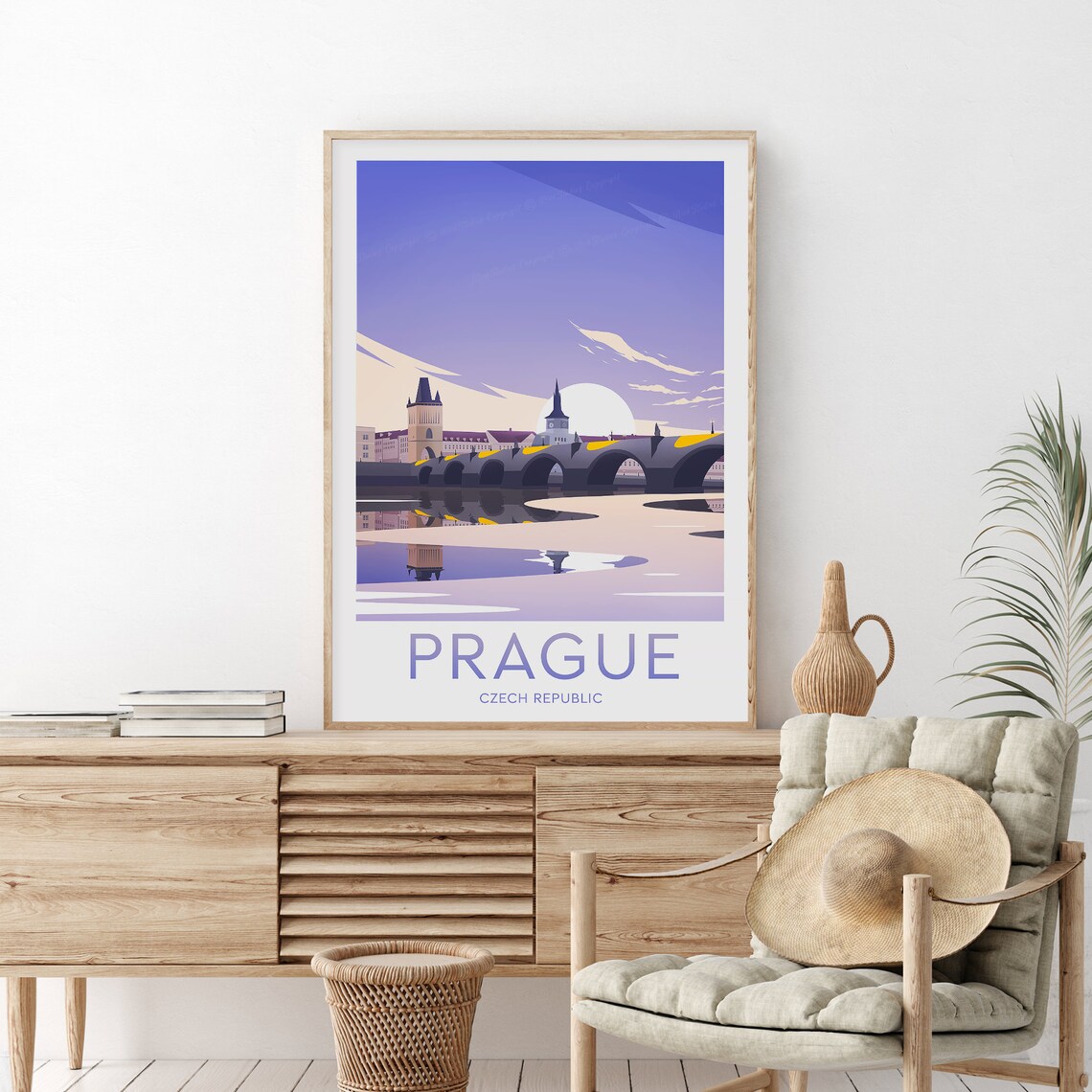 Prague Czech Republic Charles Bridge at Pastel Sunrise Poster - Image 2