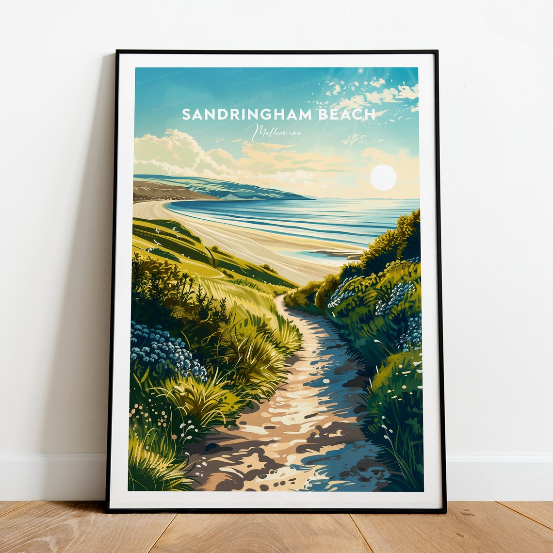 Sandringham Beach Melbourne Coastal Path Sea View Travel Poster