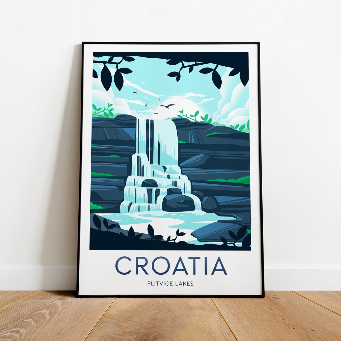 Croatia Plitvice Lakes National Park Waterfall Travel Poster