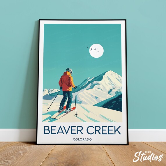 Beaver Creek Colorado Skier Vintage Ski Resort Travel Poster