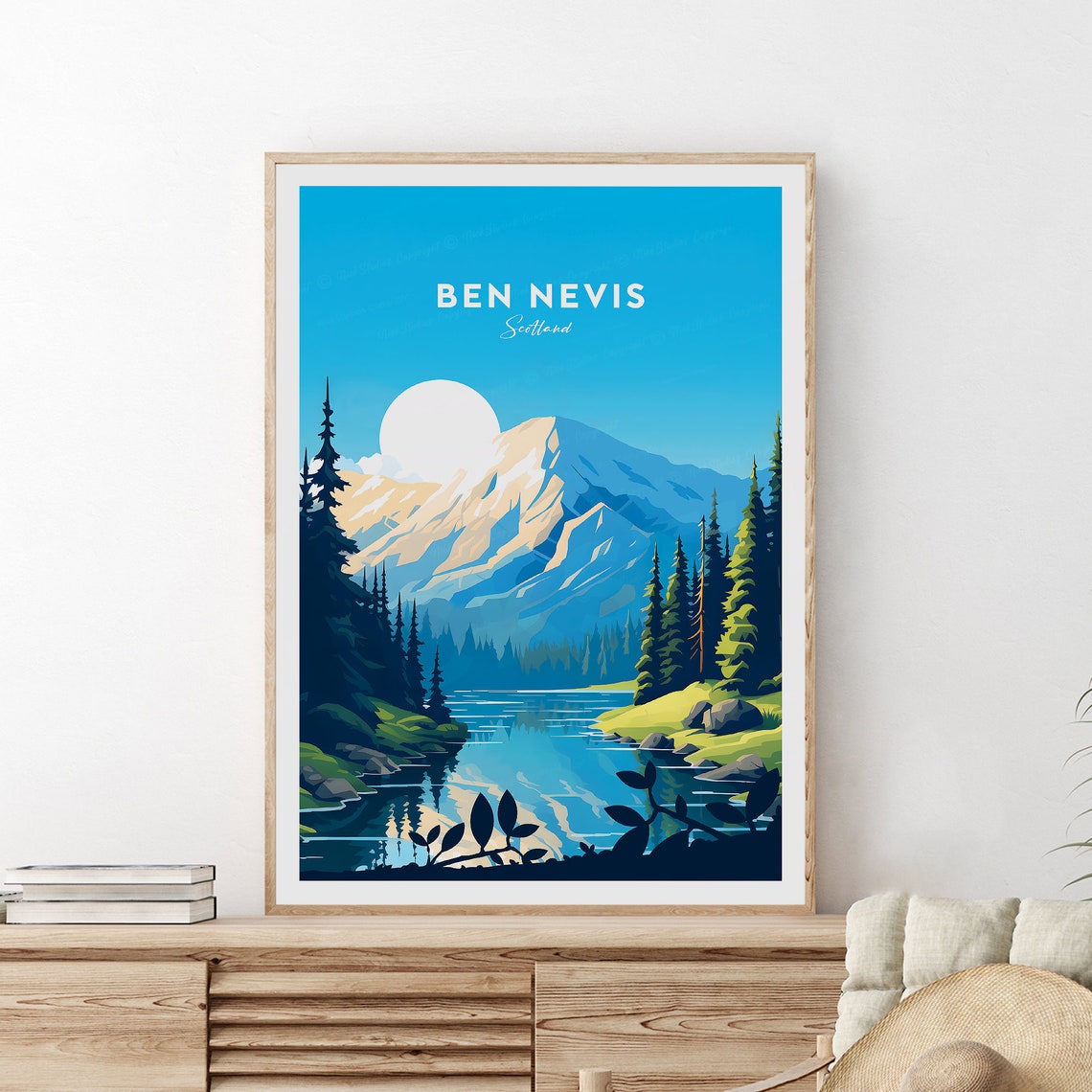 Ben Nevis Scotland Mountain Lake Sunrise Highland Travel Poster