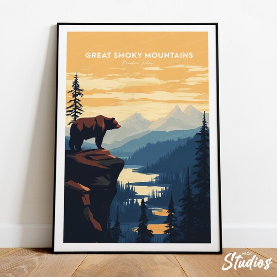 Great Smoky Mountains Sunrise Bear Overlook Traditional Poster Layout