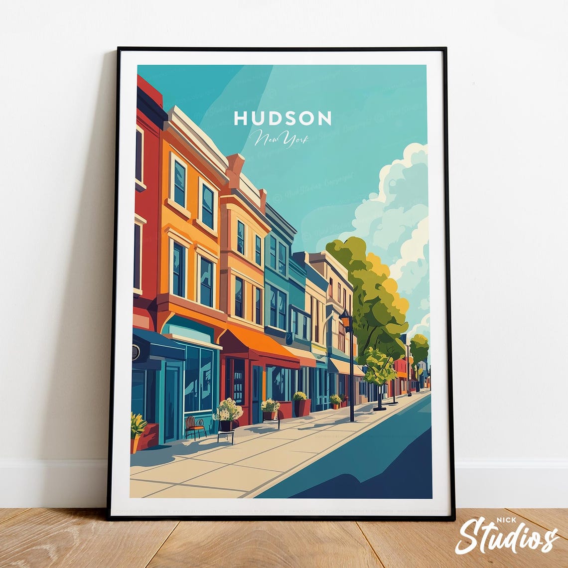 Hudson New York Colorful Storefronts Main Street Travel Print