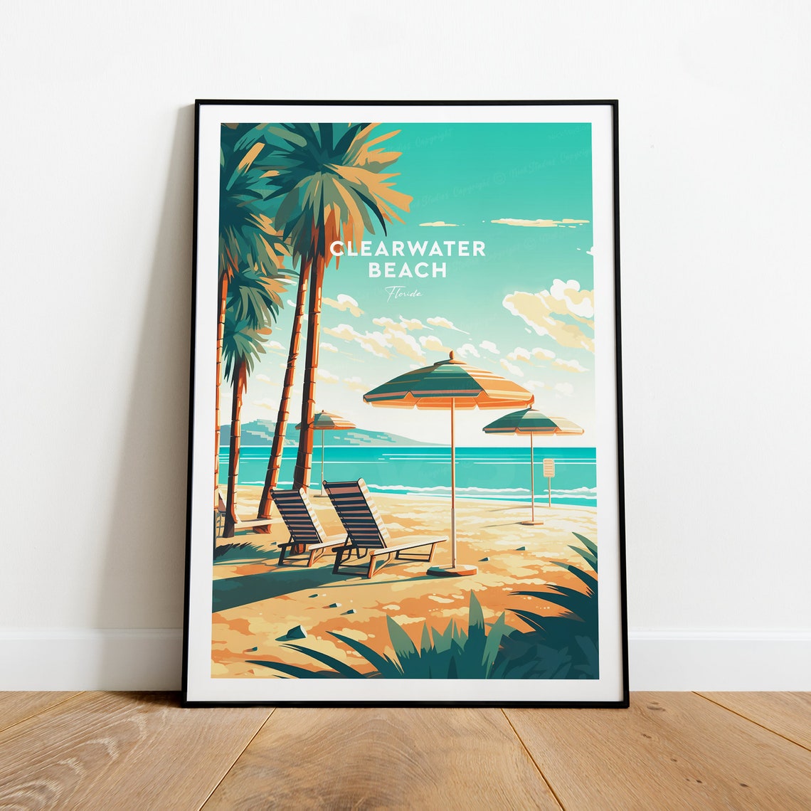 Clearwater Beach Florida Palm Trees Beach Umbrellas Sand Poster