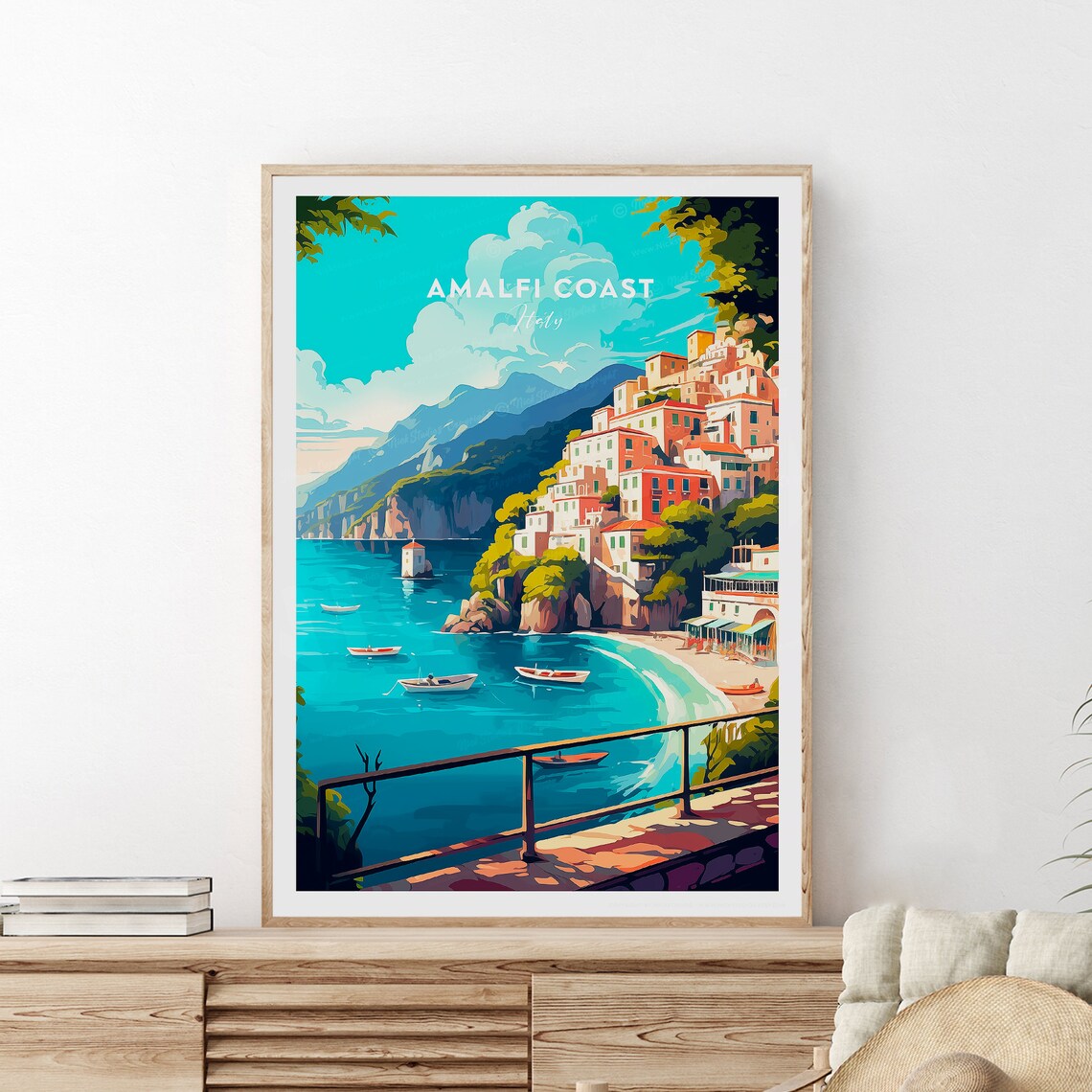 Amalfi Traditional Travel Print Italy Amalfi Print Amalfi Poster Italy Print Italy Poster Birthday Gift - Image 2