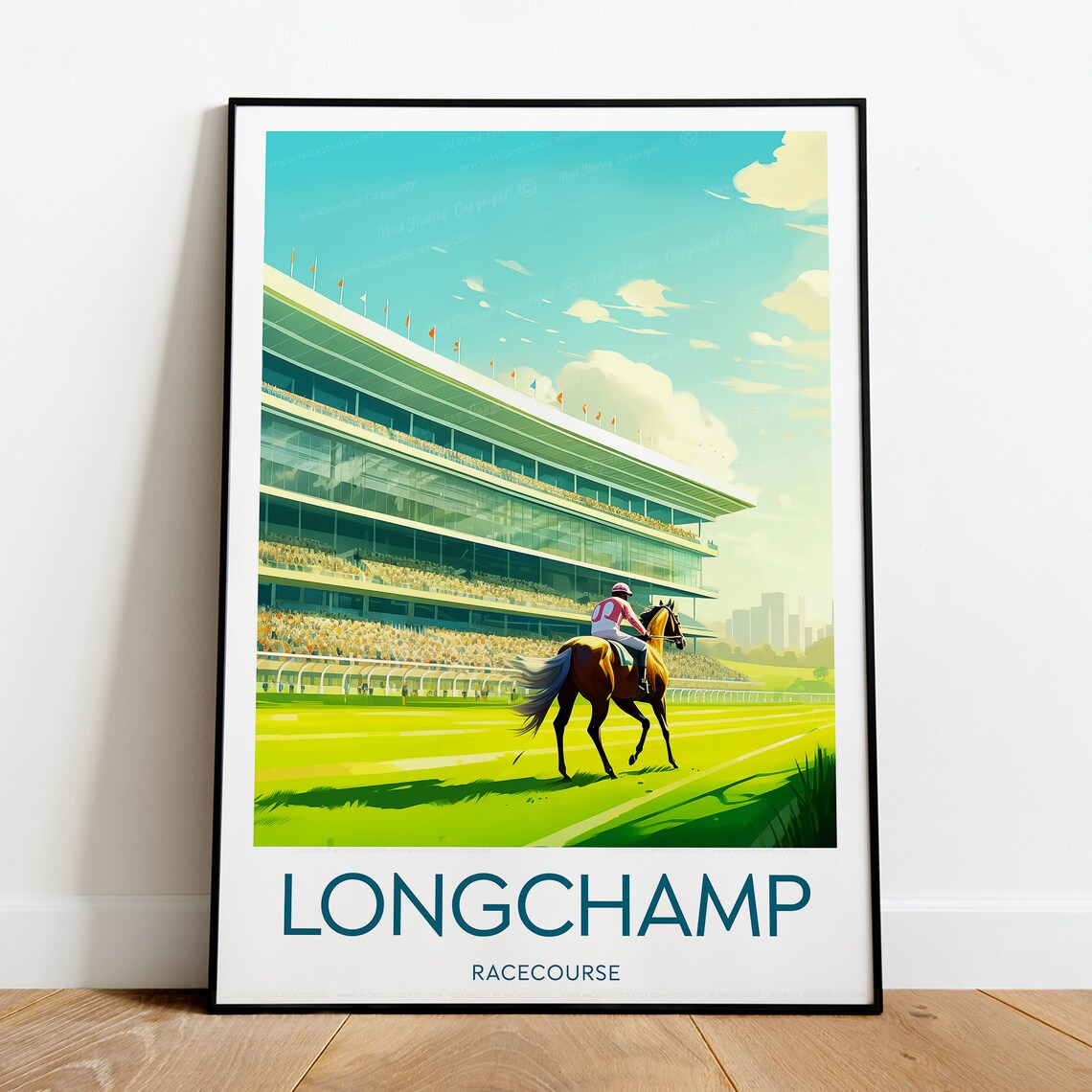 Longchamp Racecourse Paris Jockey Horse Racing Grandstand Poster - Image 2