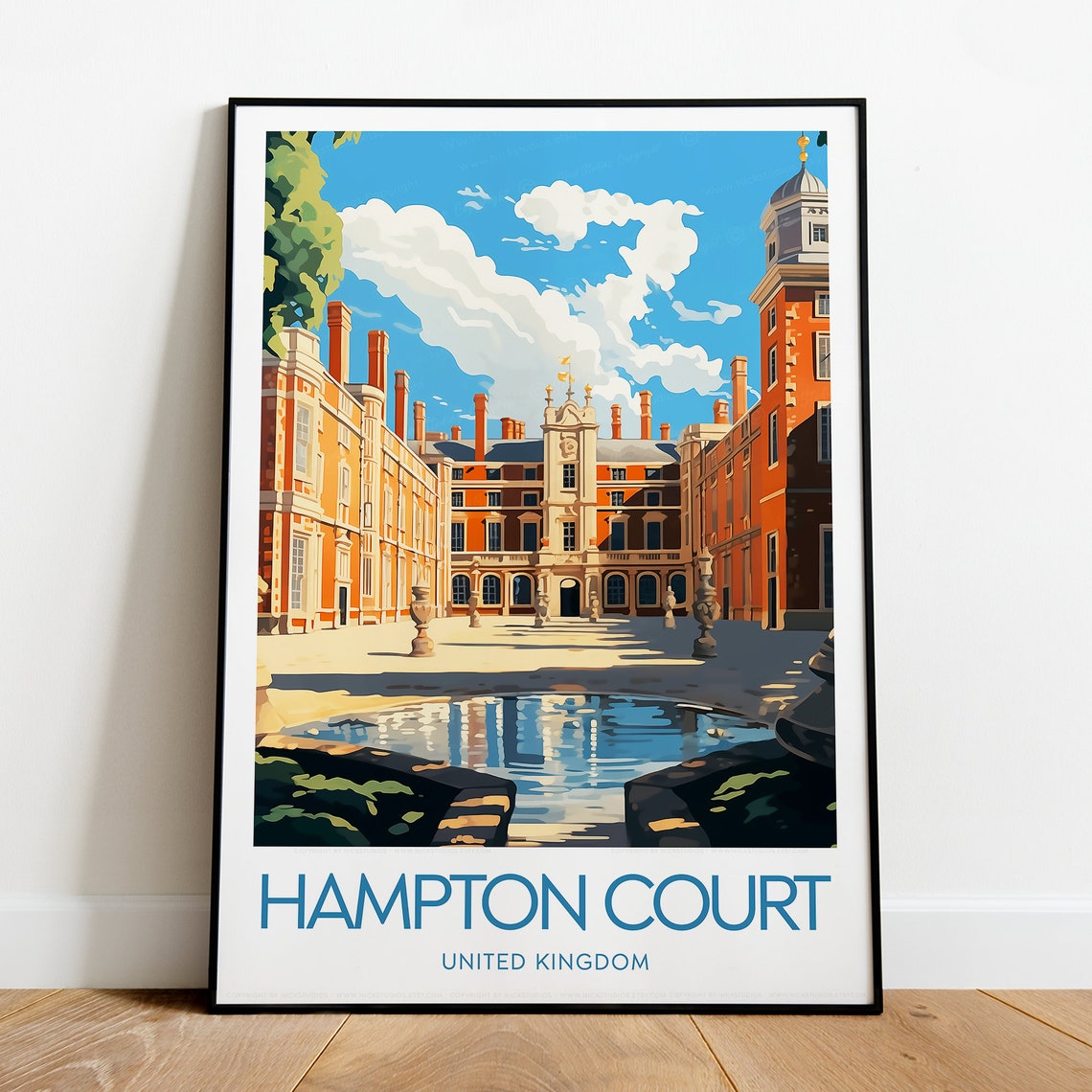 Hampton Court Palace United Kingdom Historic Courtyard Travel Poster - Image 2