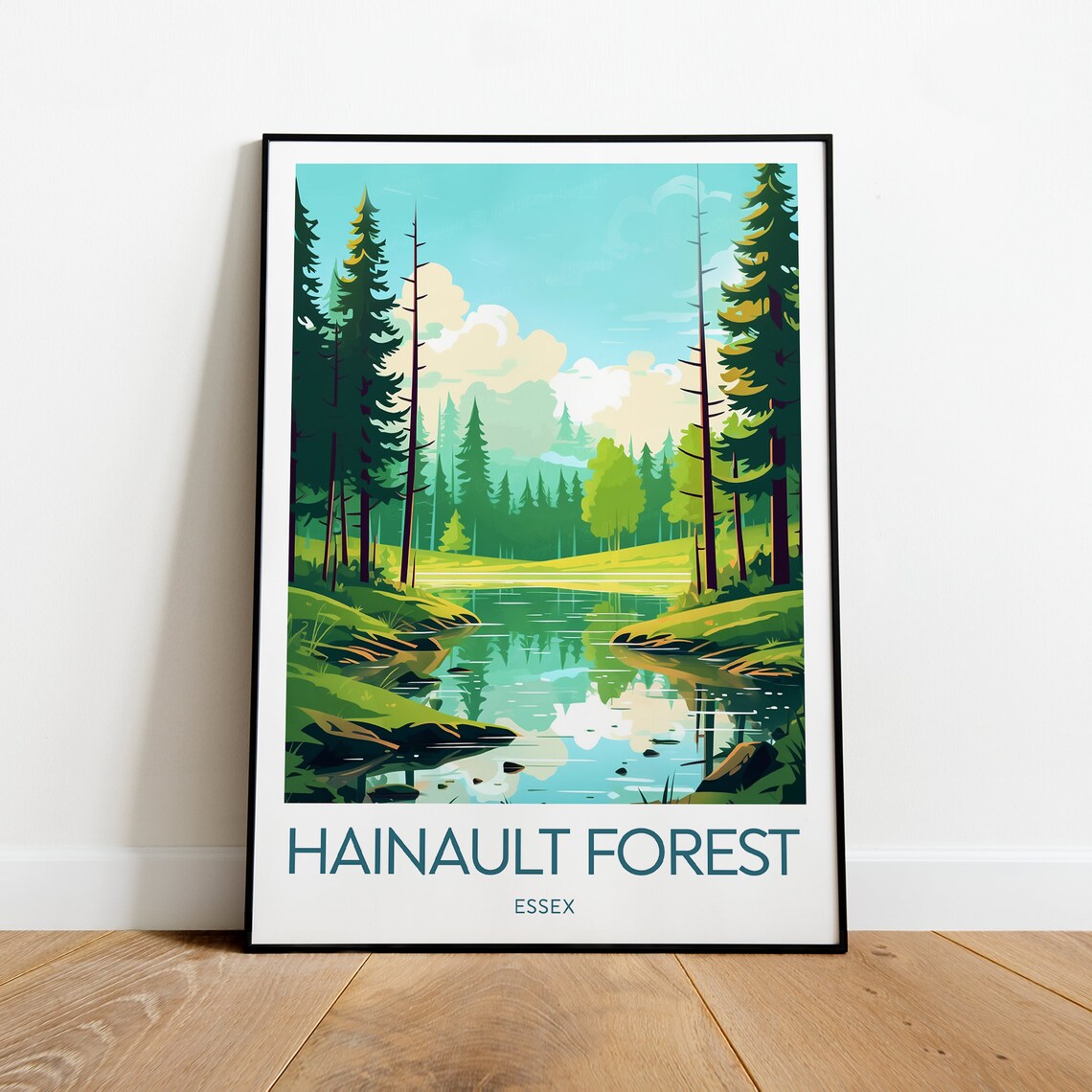 Hainault Forest Essex Pine Trees Lake Woodland Scene Art Poster - Image 2