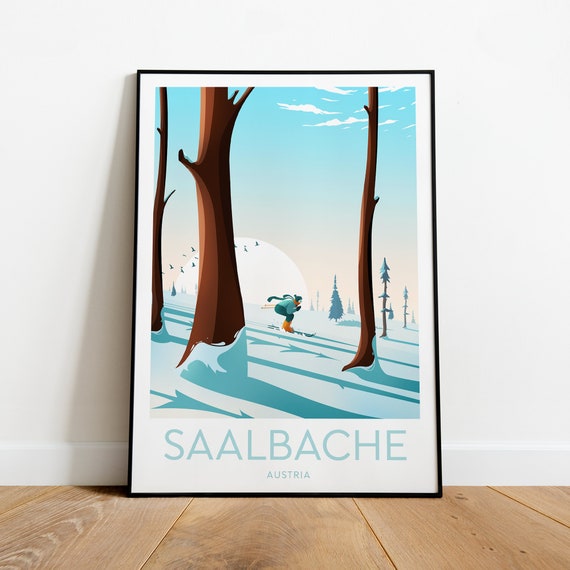 Saalbache Ski Travel Print Austria