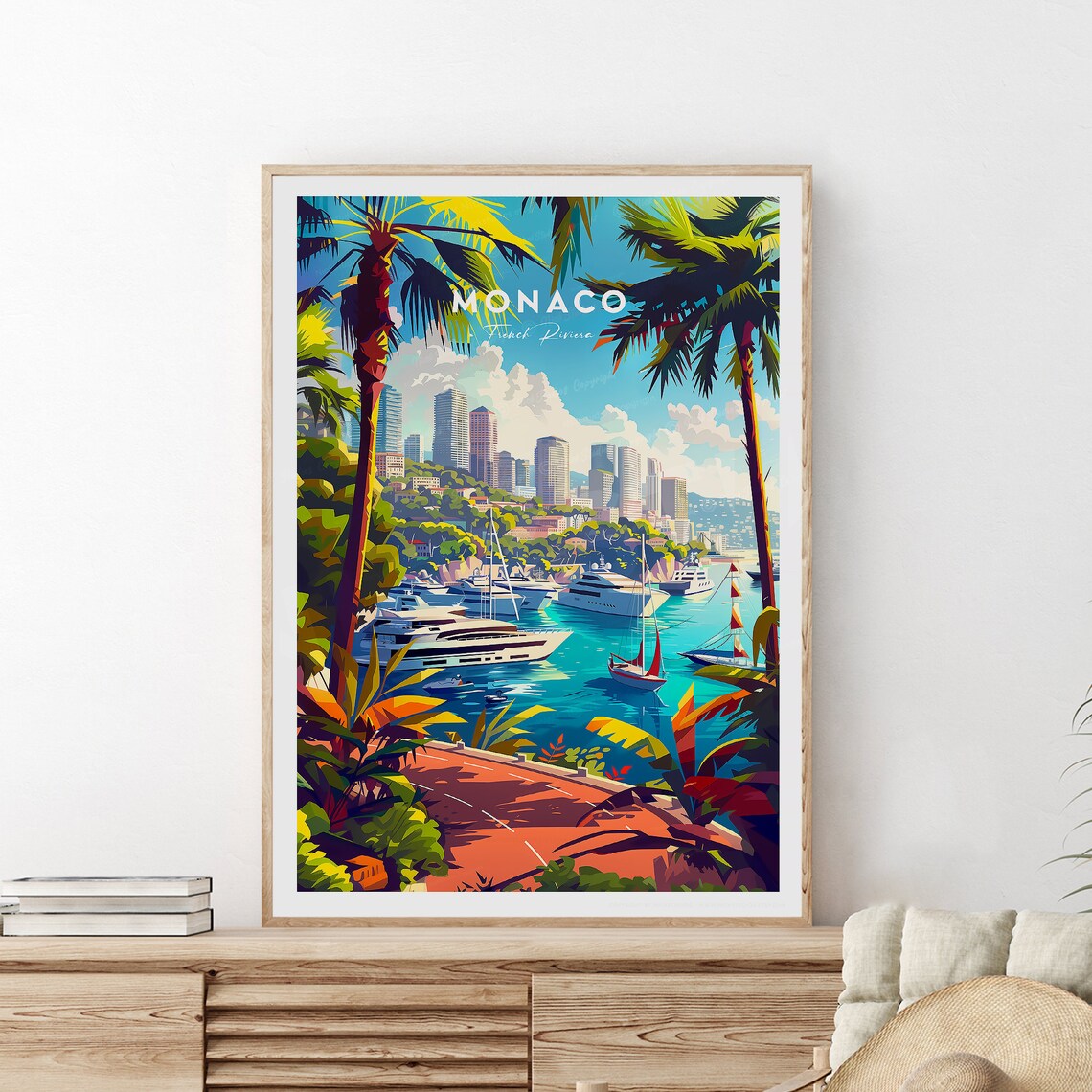 Monaco Yacht Harbor French Riviera Palms Monte Carlo Travel Poster - Image 2