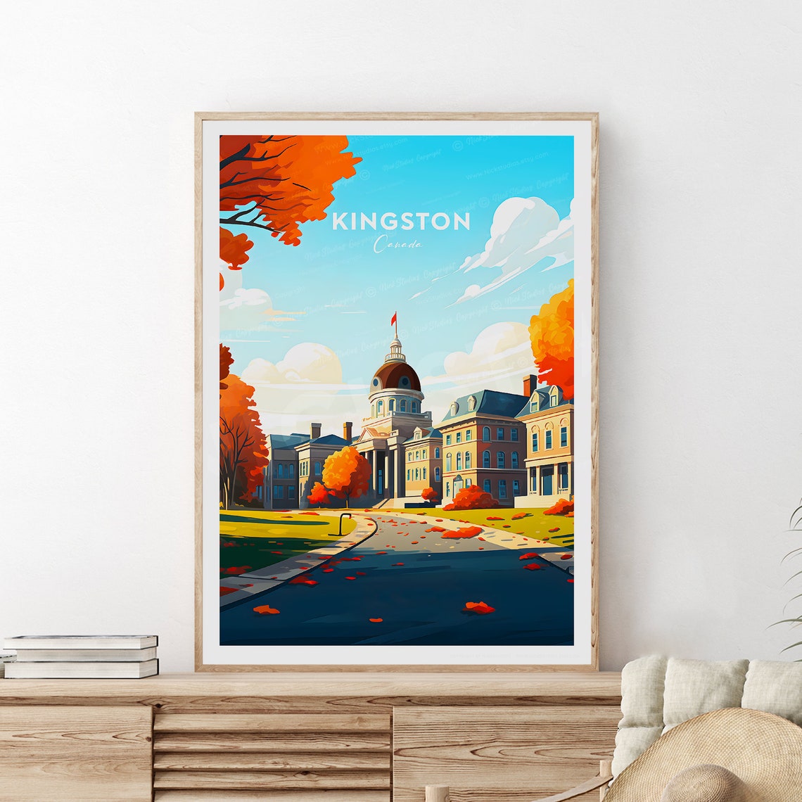 Kingston Canada Autumn City Hall And Falling Leaves Street Poster - Image 2