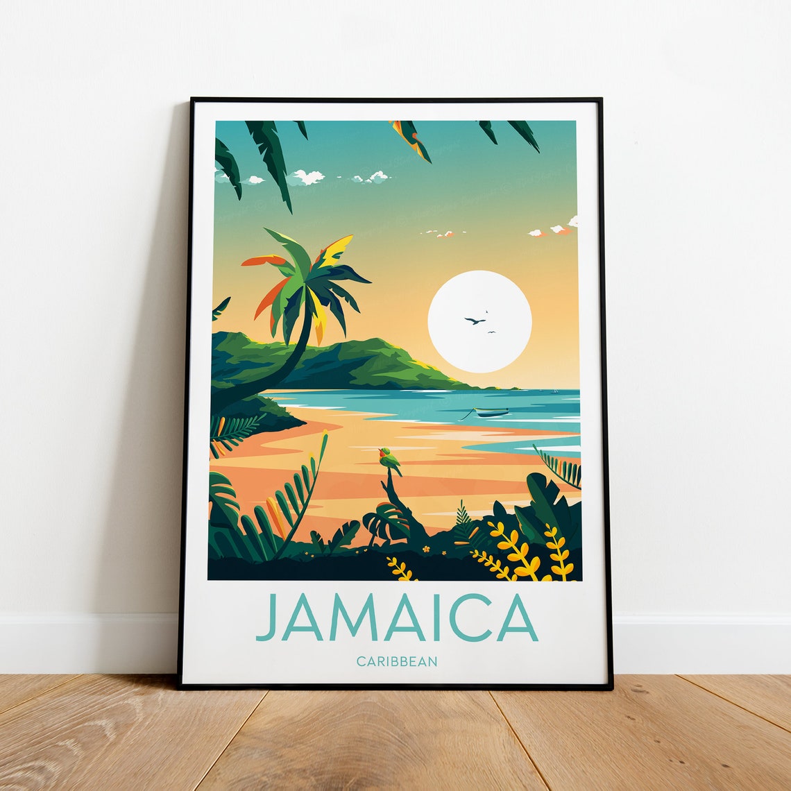 Jamaica Caribbean Tropical Sunset Beach Palm Tree Bliss Poster - Image 2