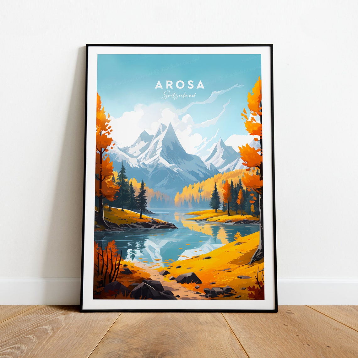 Arosa Switzerland Fall Foliage Peak Lake Alpine View Travel Poster - Image 2