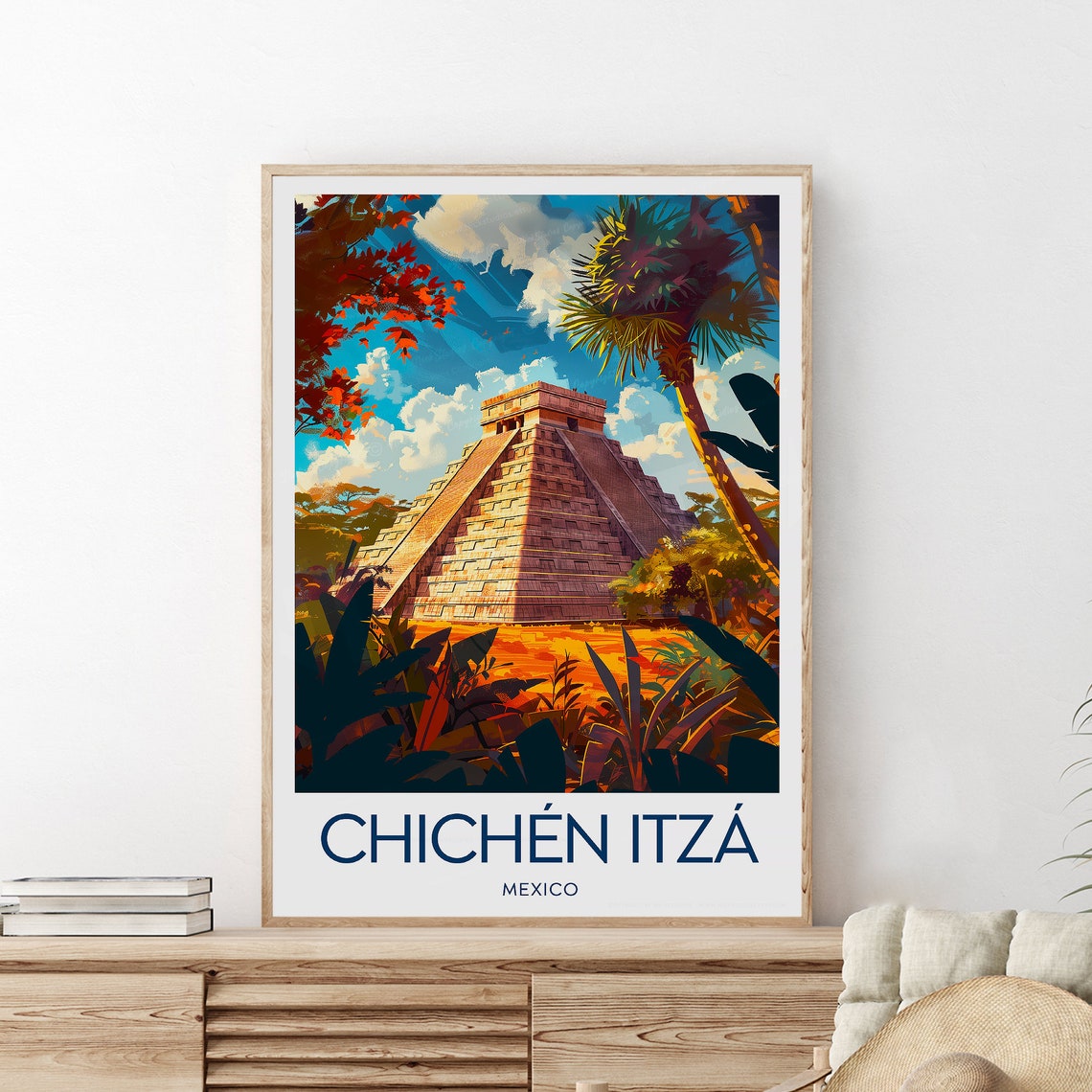 Chichen Itza Mexico Mayan Temple Pyramid Jungle Ruins Travel Poster