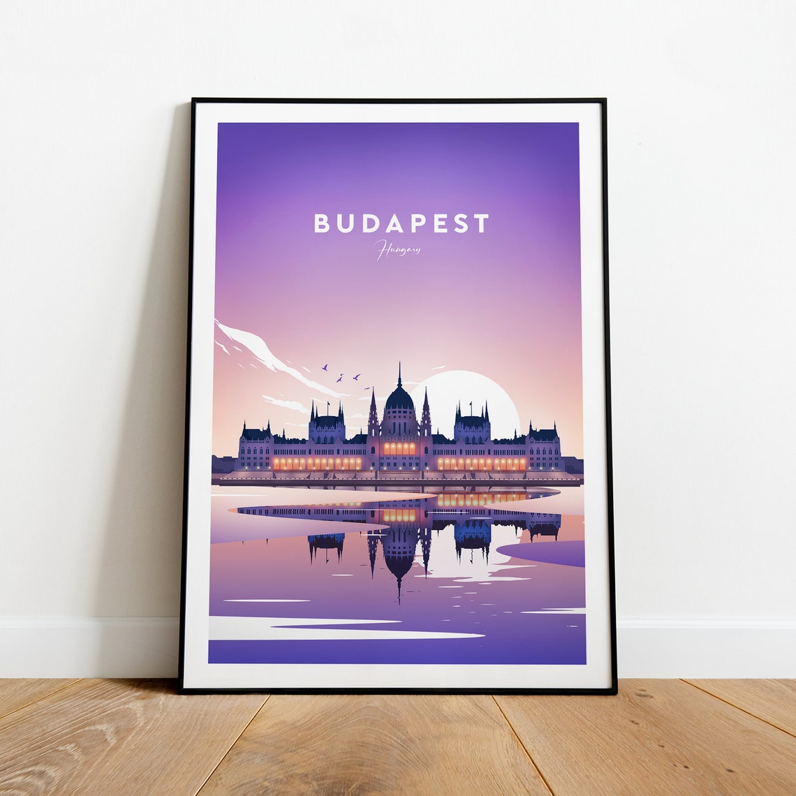 Budapest Hungary Parliament Building Twilight Reflection Poster