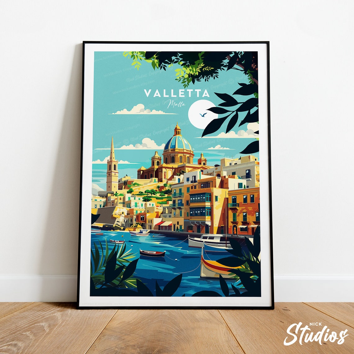 Valletta Malta Traditional Harbor Grand Dome Old Town Poster