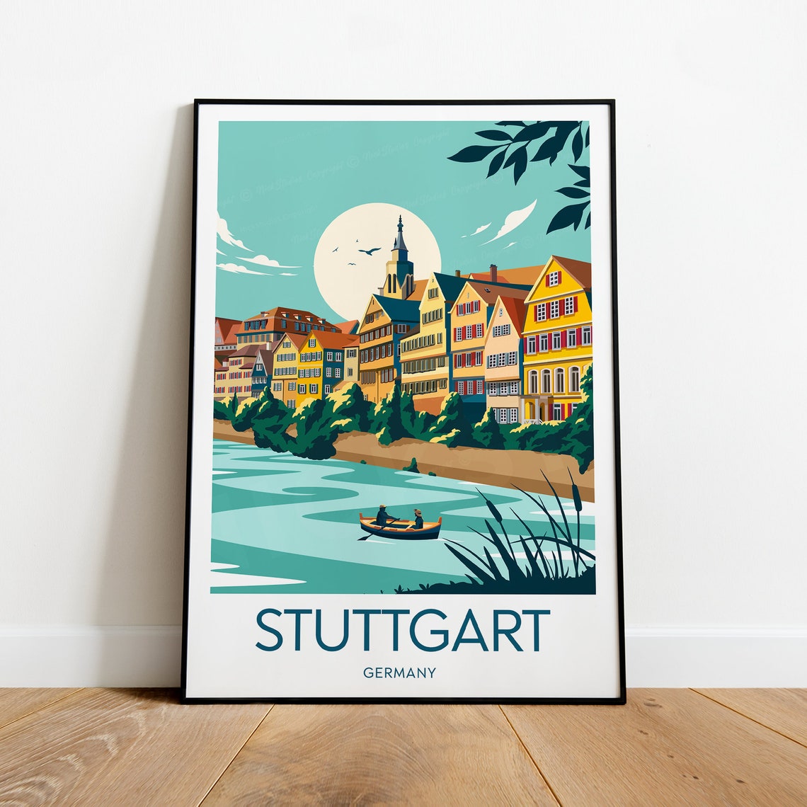 Stuttgart Germany Riverside Old Town Half-Timbered Neckar Poster - Image 2