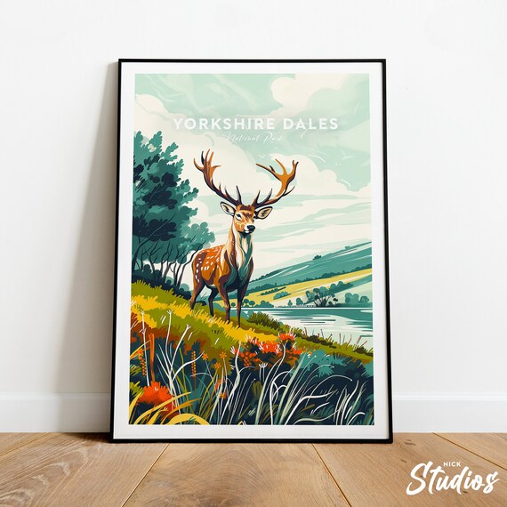 Yorkshire Dales National Park Traditional Stag Countryside Poster
