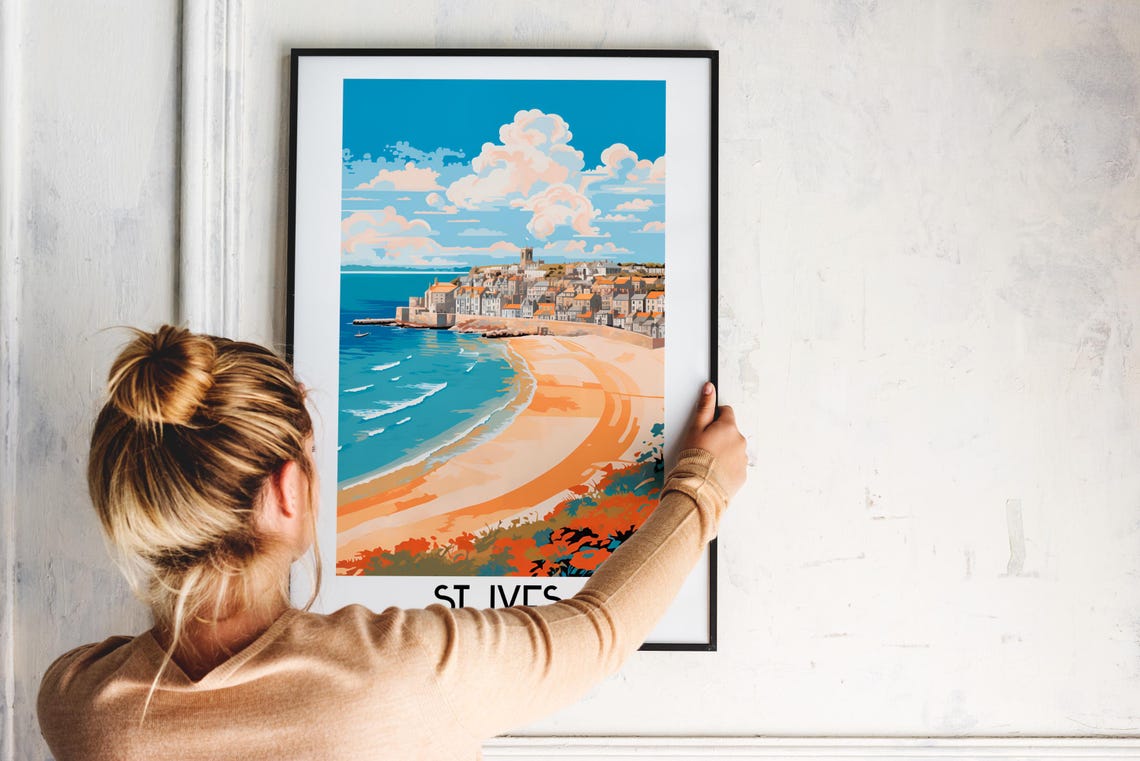 St Ives England Cornwall Coastal Town Beach Travel Art Poster - Image 2