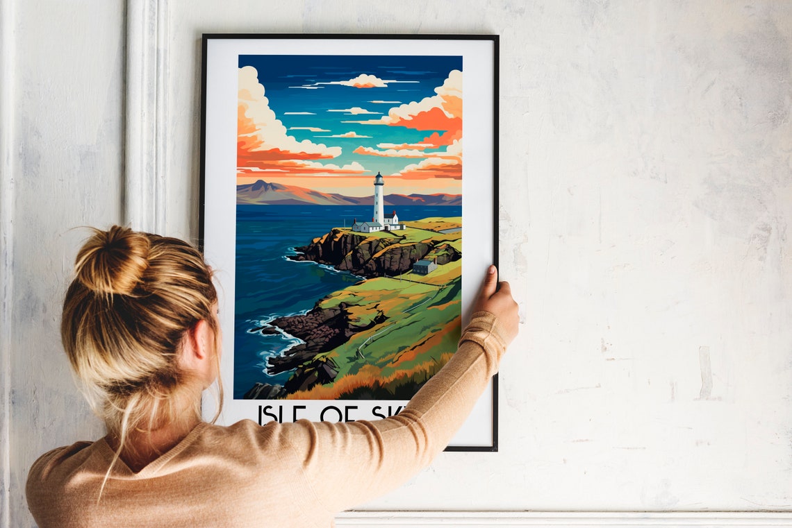 Isle of Skye Scotland Lighthouse Cliff Coast Sunset Travel Poster - Image 2