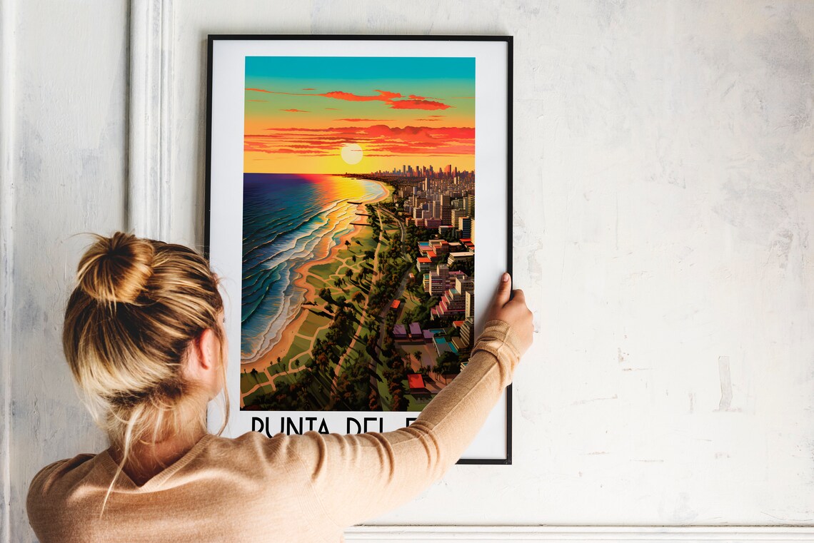 Punta del Este Beach Sunset Skyline Uruguay Travel Art Poster - Image 2