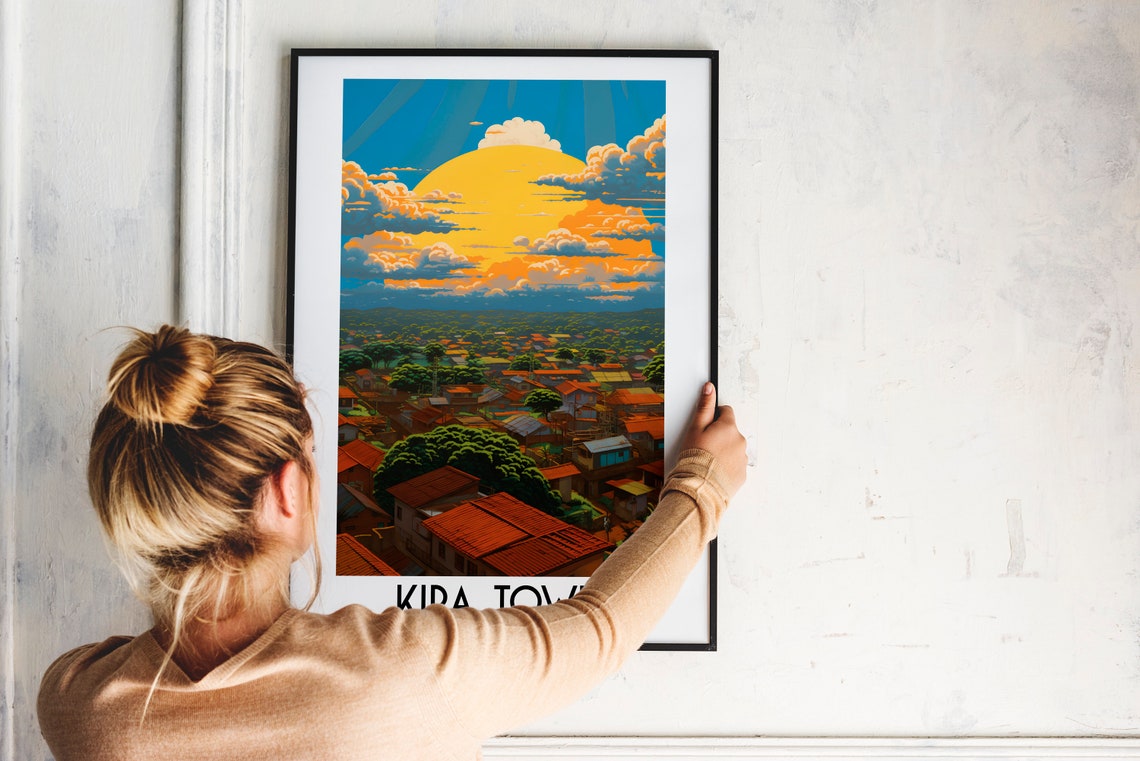Kira Town Uganda Golden Sun Red Rooftops Golden Travel Poster - Image 2