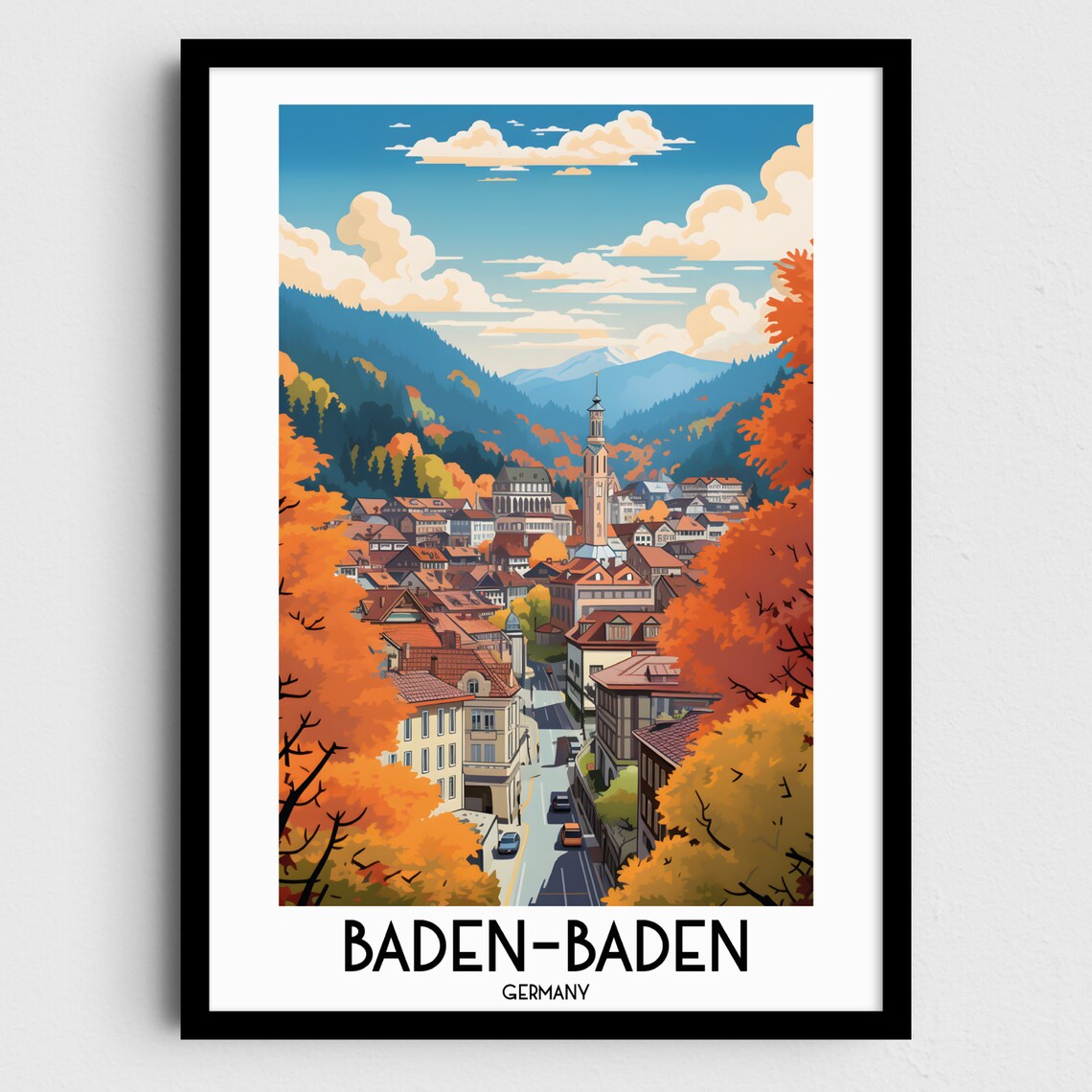Baden Baden Travel Poster, Germany Home Decor