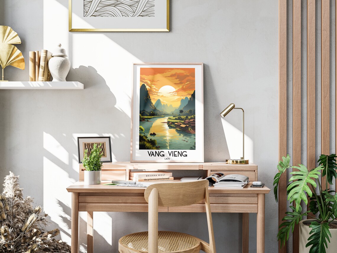 Vang Vieng Travel Poster, Laos Asia Home Decor - Image 3