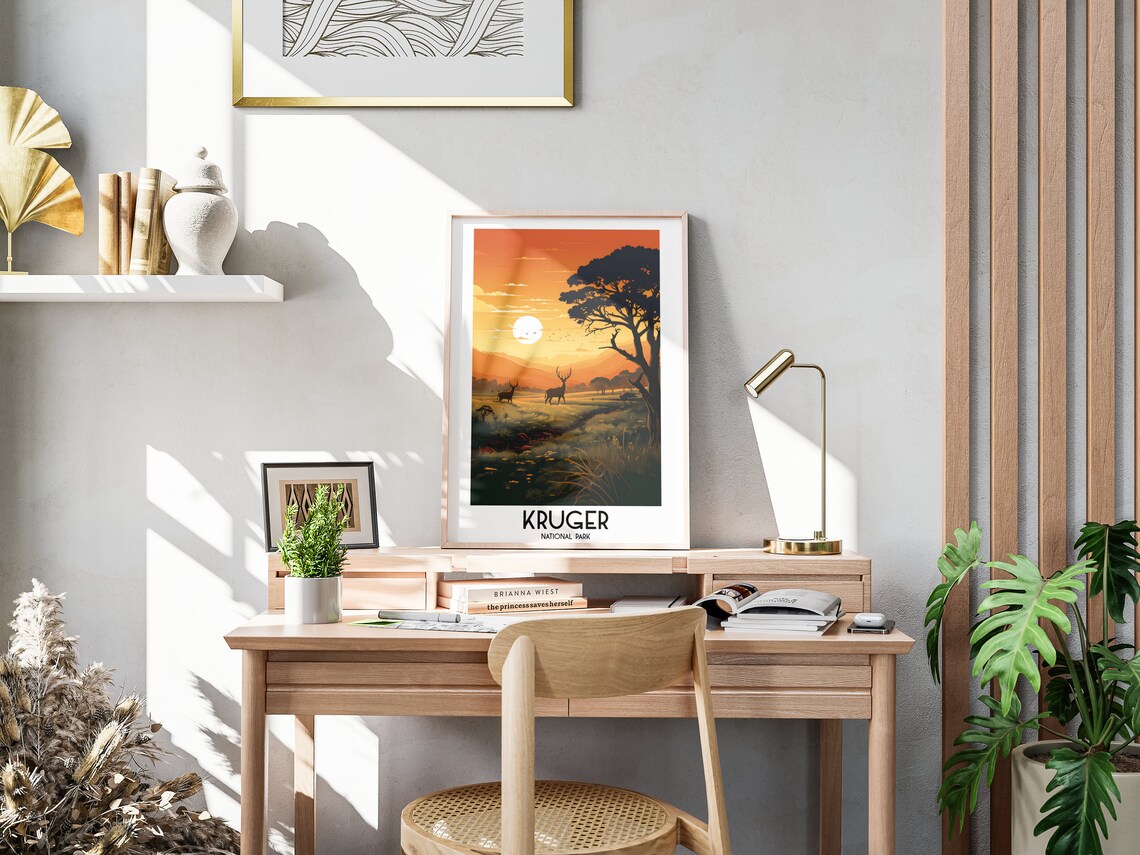Kruger National Park South Africa Savanna Sunset Safari Travel Poster - Image 3