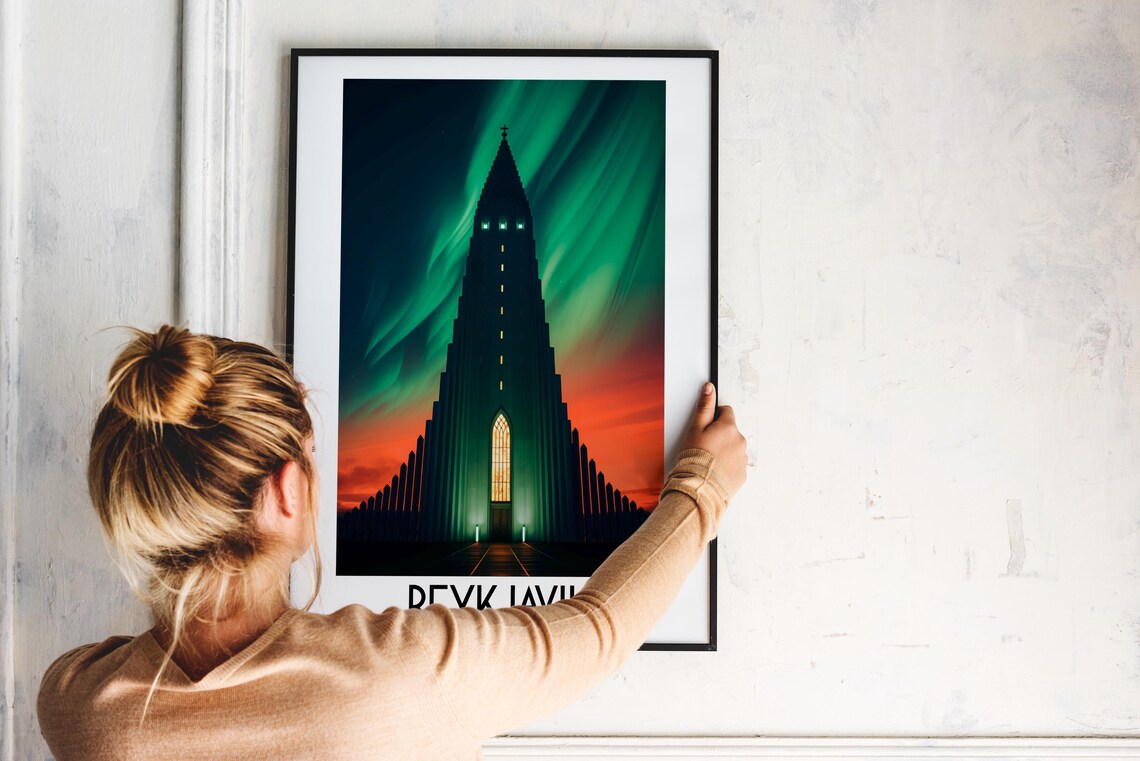 Reykjavik Travel Poster, Iceland Nordic Home Decor - Image 2