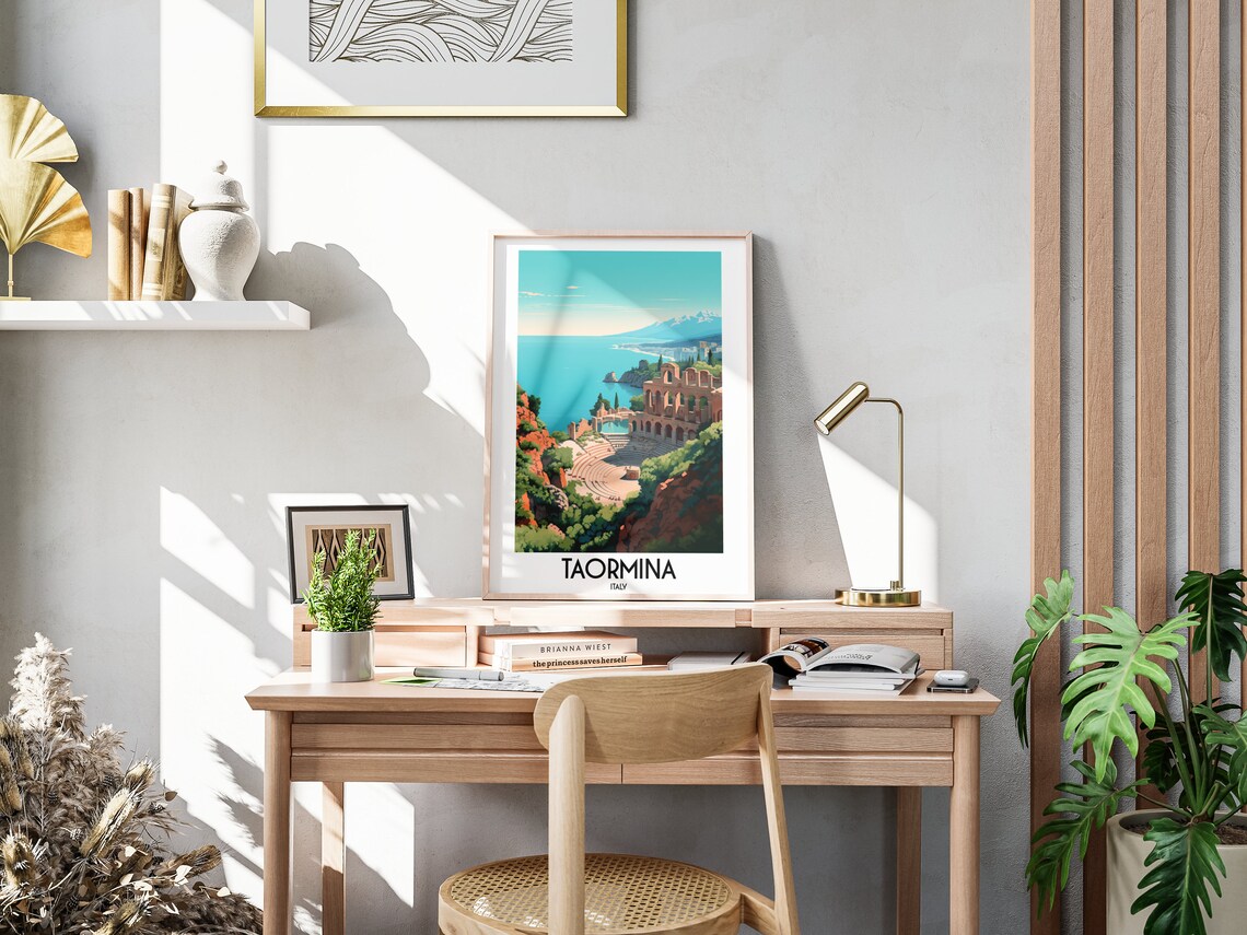 Taormina Travel Poster, Italy Europe Home Decor - Image 3