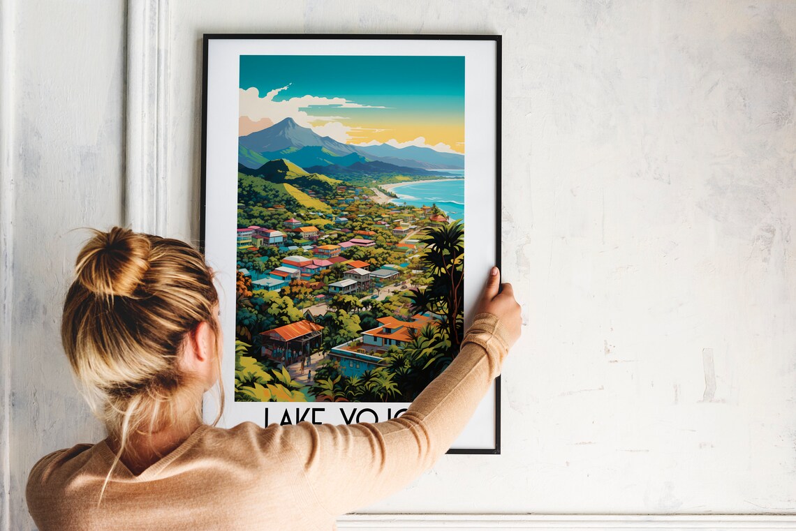 Lake Yojoa Honduras Lakeside Town Volcano View Travel Poster - Image 2