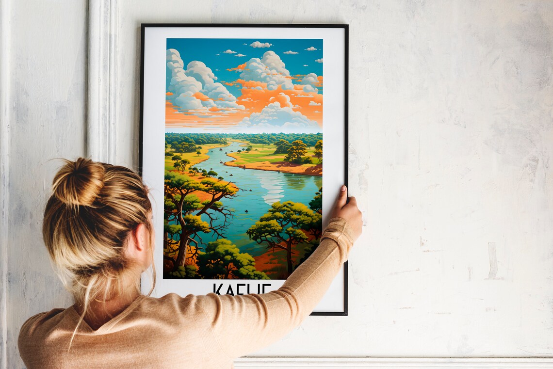 Kafue River Winding Savanna Dramatic Sunset Sky National Park Travel Poster - Image 2