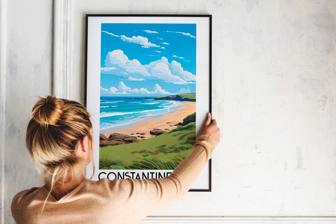Constantine Bay England Sandy Beach Surf Waves Cliffs Summer Poster - Image 2