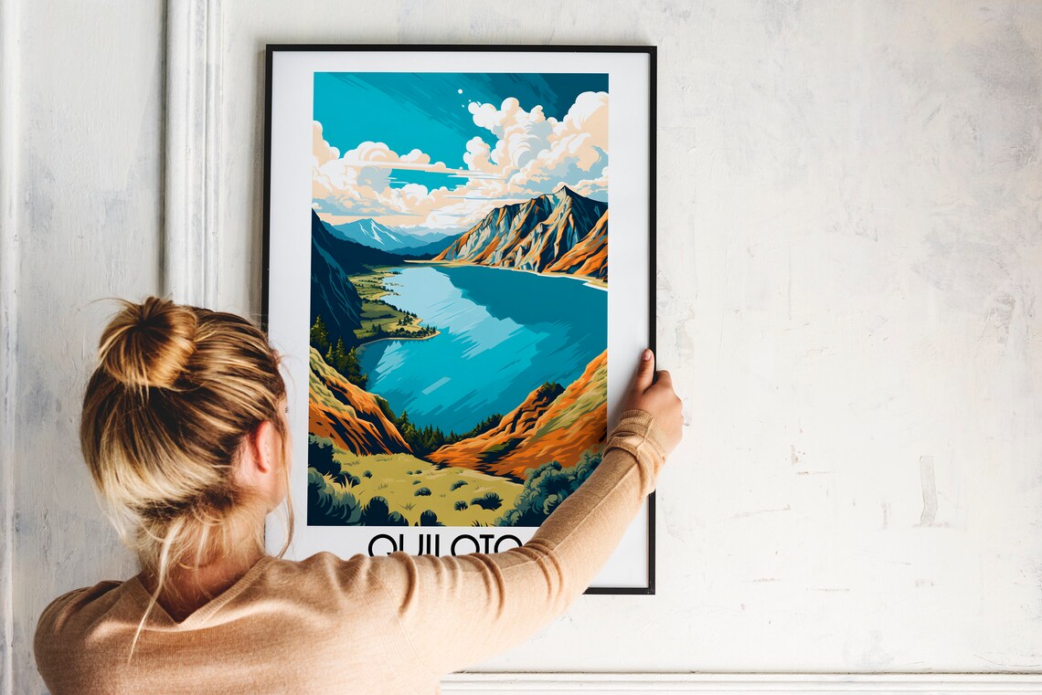 Quilotoa Crater Lake Turquoise Andean Peaks Ecuador Travel Poster - Image 2