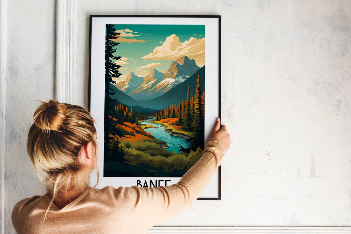 Banff Travel Poster, Alberta Landscape Art - Image 2