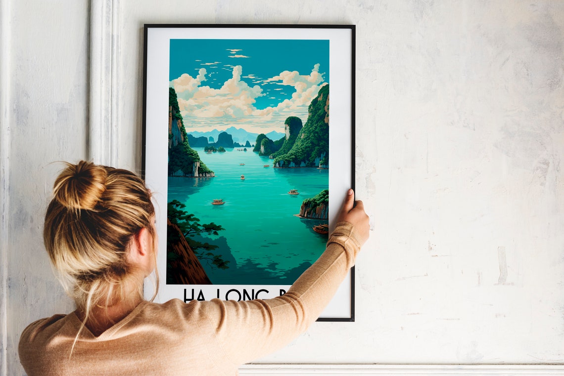 Ha Long Bay Limestone Karsts Boats Emerald Water Vietnam Scenic Poster - Image 2