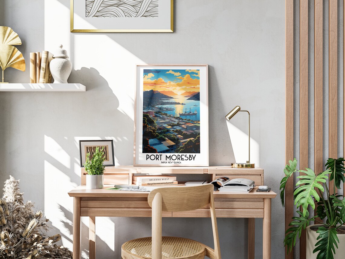 Port Moresby Papua New Guinea Harbour Ships Sunset Bay Poster - Image 3