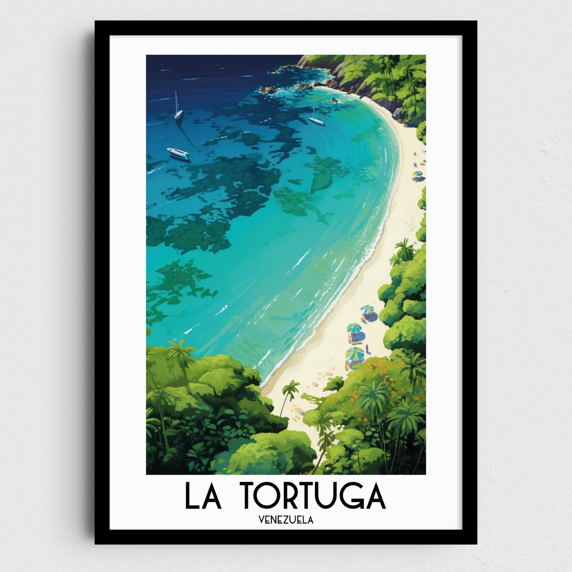 La Tortuga Island Beach Aerial View Venezuela Travel Art Poster