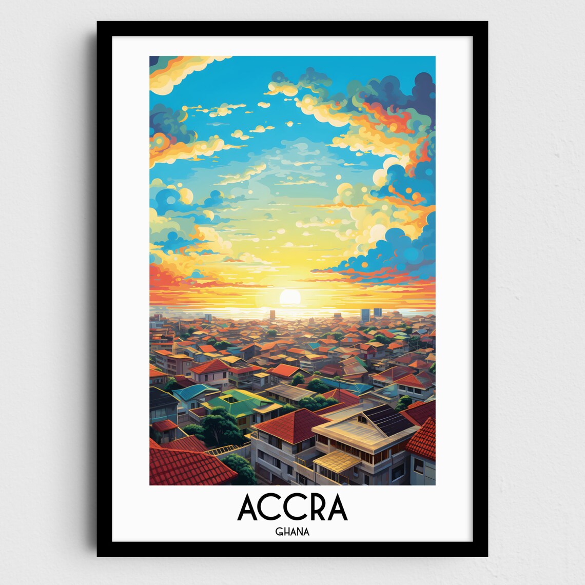 Accra Travel Poster, Ghana Home Decor Print