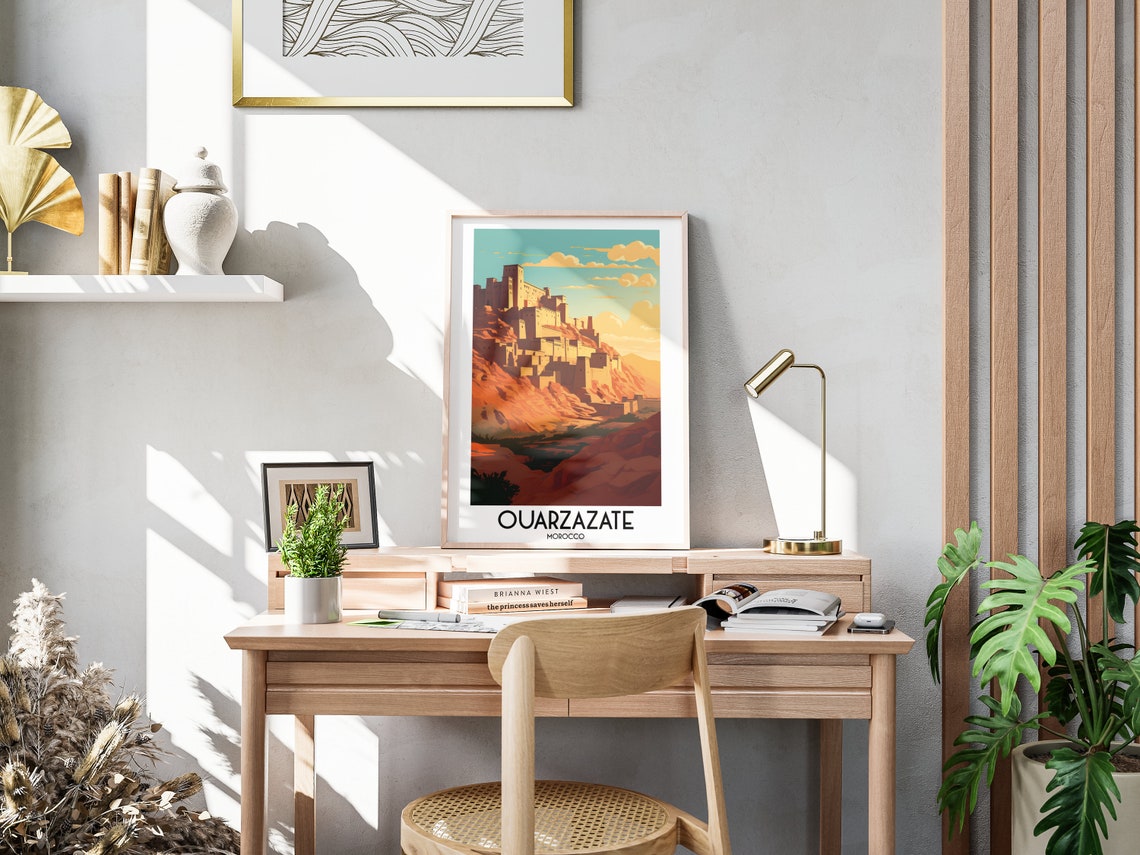 Ouarzazate Morocco Ancient Hilltop Fortress Desert Sunset Poster - Image 3