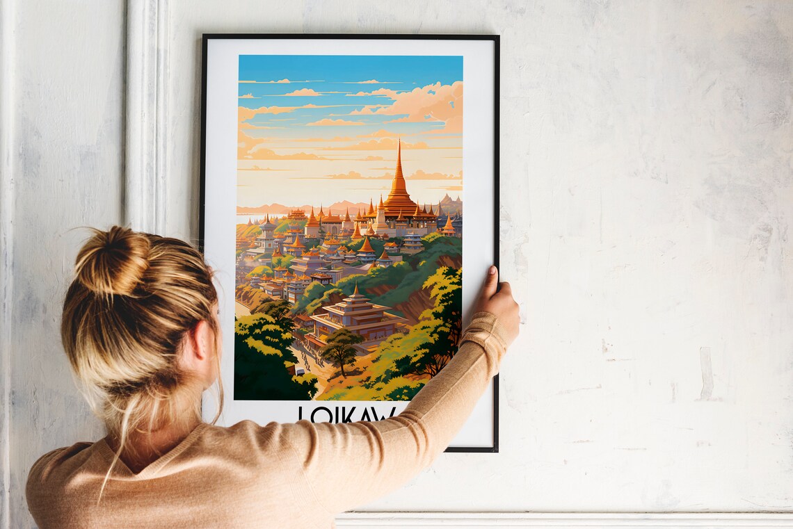 Loikaw Myanmar Golden Temples Hillside Sunset Pagoda View Poster - Image 2