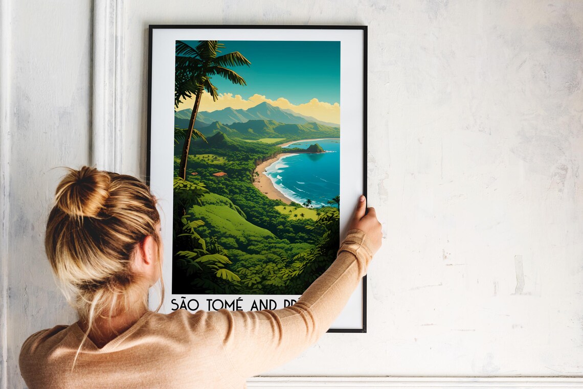 São Tomé and Príncipe Africa Coast Tropical Beach Island Travel Poster - Image 2