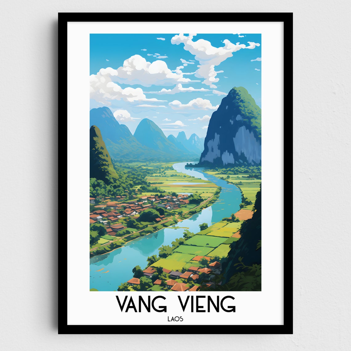 Vang Vieng Laos Dramatic Limestone Karst River Valley Poster
