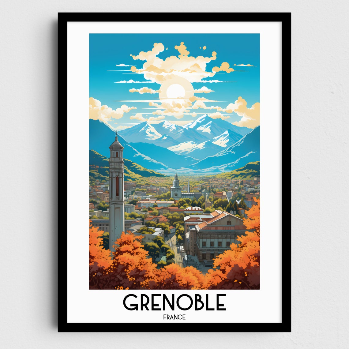 Grenoble Travel Wall Art France Painting Gifts Europe Home Decor Prints Posters Handmade Art French