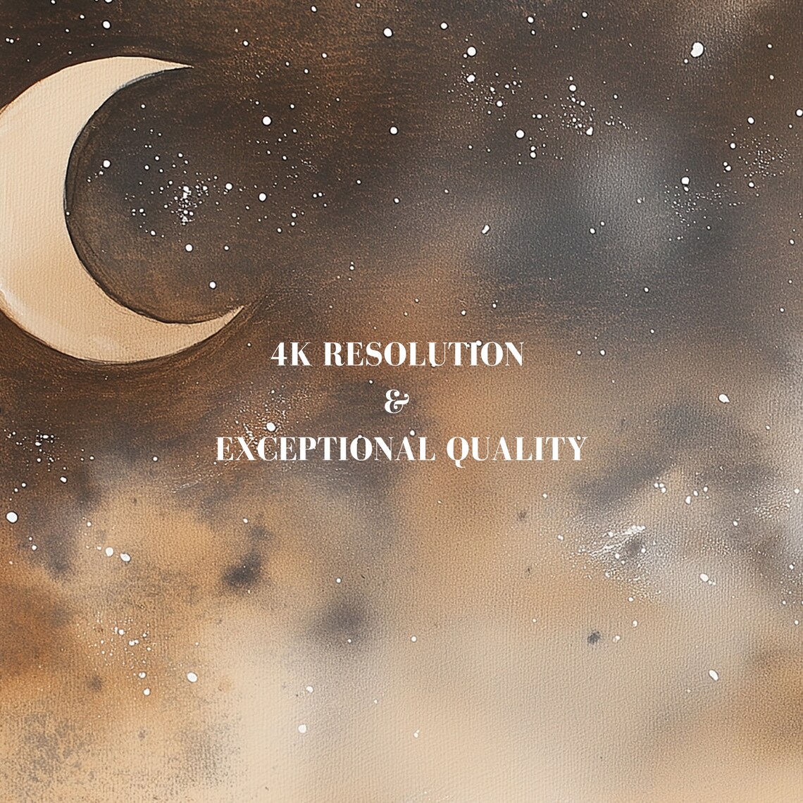 Crescent Moon Golden Cloudy Night Sky Watercolor Dreamy Poster - Image 7
