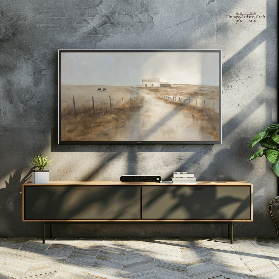 Rustic Farm Scene Vintage Art Print, Farmhouse Decor - Image 6
