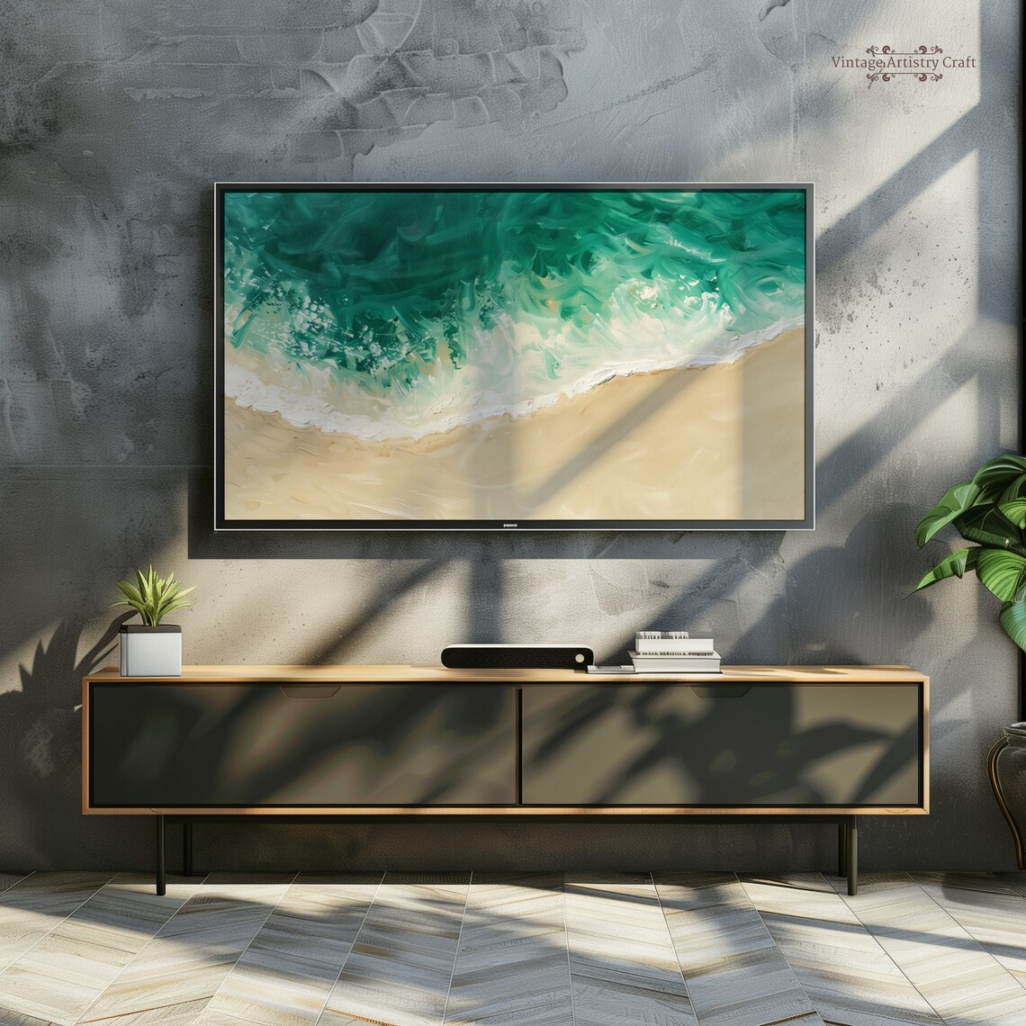 Aerial Ocean Waves Emerald Beach Minimalist Summer Seascape Poster - Image 5