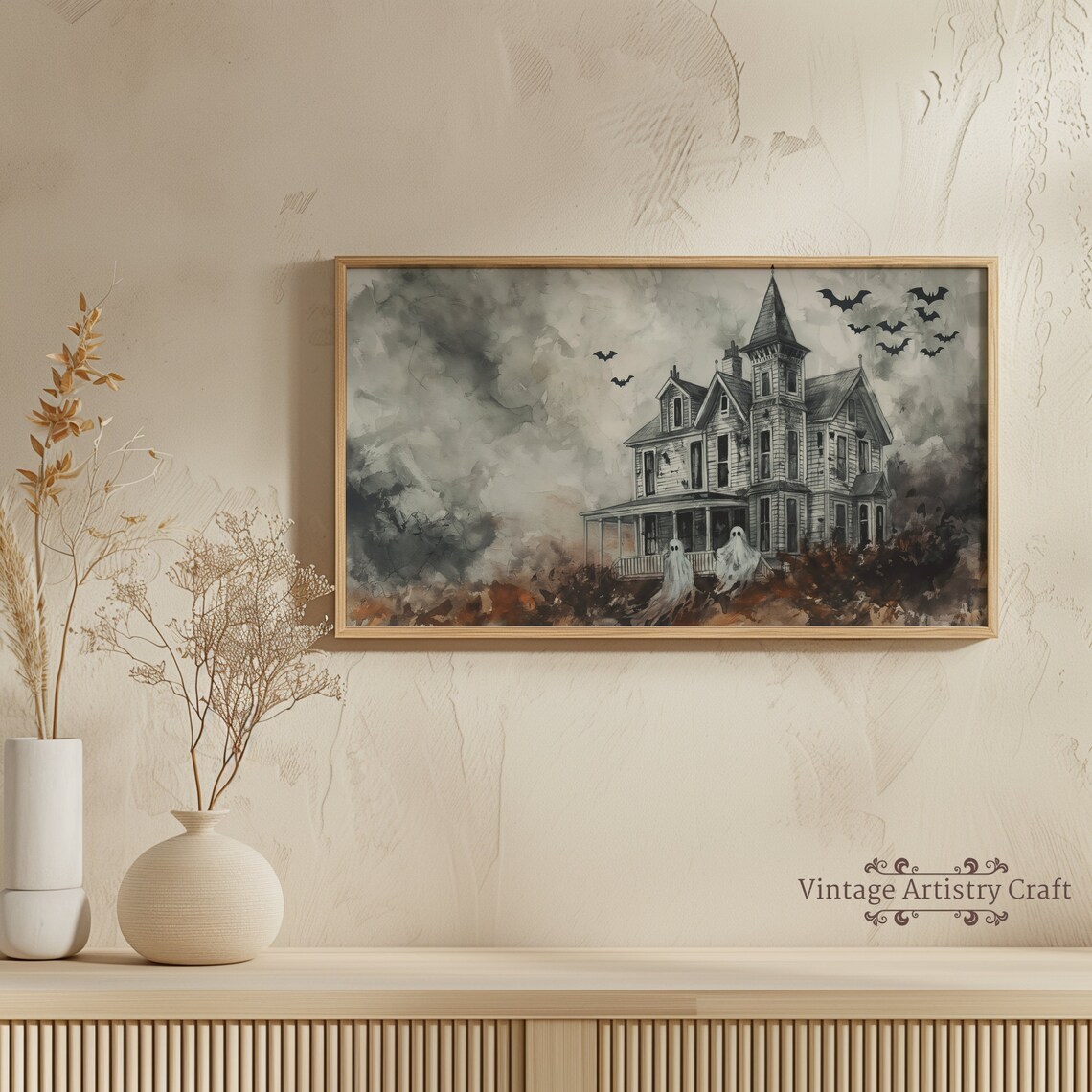 Halloween Ghost Haunted House Vintage Art Print - Image 4